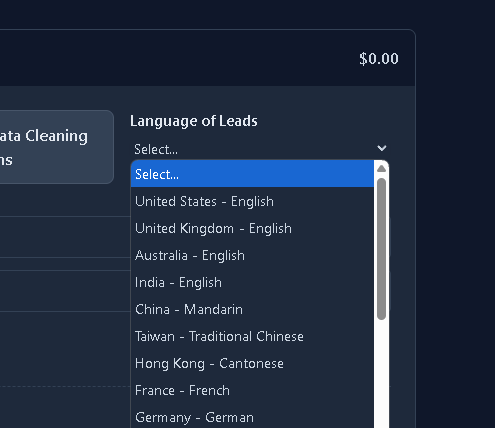 Language selection